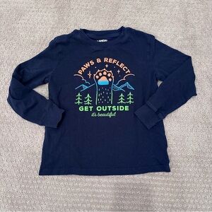 Lands’ End Kids Long Sleeve Graphic Tee - Navy Blue - Size Small